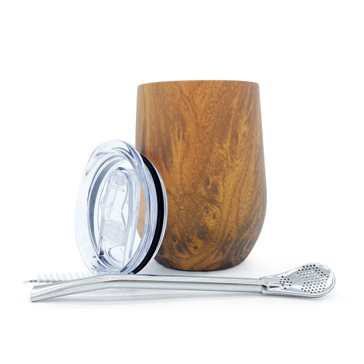 Calebasse Maté Isotherme Inoxydable Marron