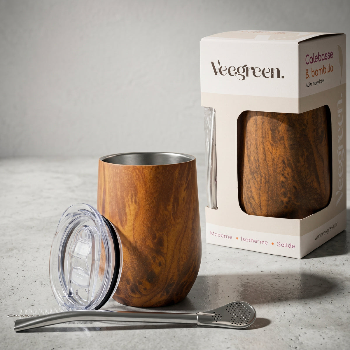 Zucca per mate isotermica e la sua bombilla
